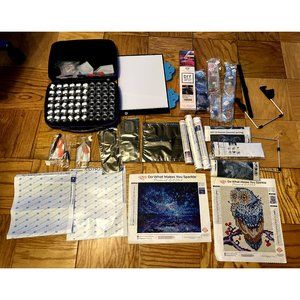 Diamond Art Set Paint Canvases, Tools, Case, Whiteboard, Diamonds